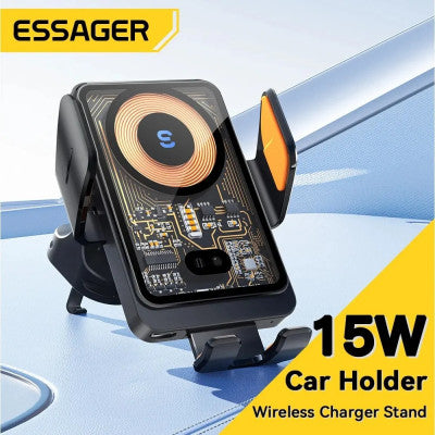 شاحن لاسلكي 15W Qi للسيارة فتحة تهوية هوائية حامل مثبت لهاتف iPhone-Mount يدعم الشحن السريع